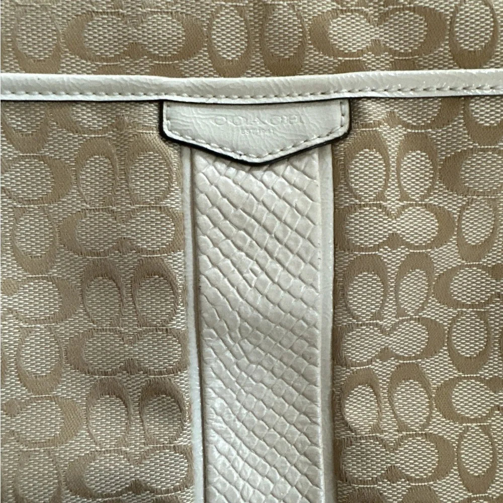 Coach Cream Signature Crossbody Snake Embossed Leather Bag